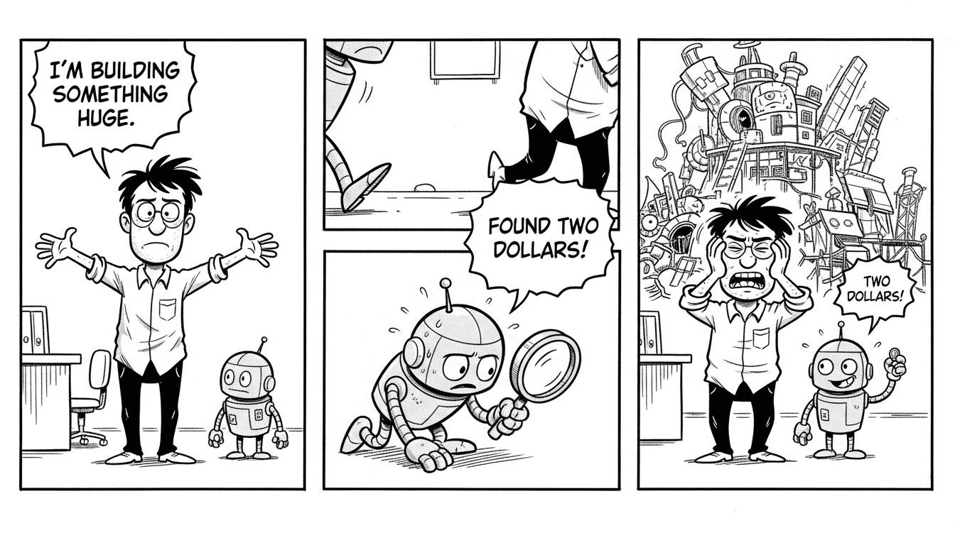 My AI Spent Twenty Minutes Saving Me Two Dollars. — comic strip